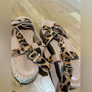 Madewell Womens Multicolor Malia Leopard Calf Hair Espadrille Sandal Size 8